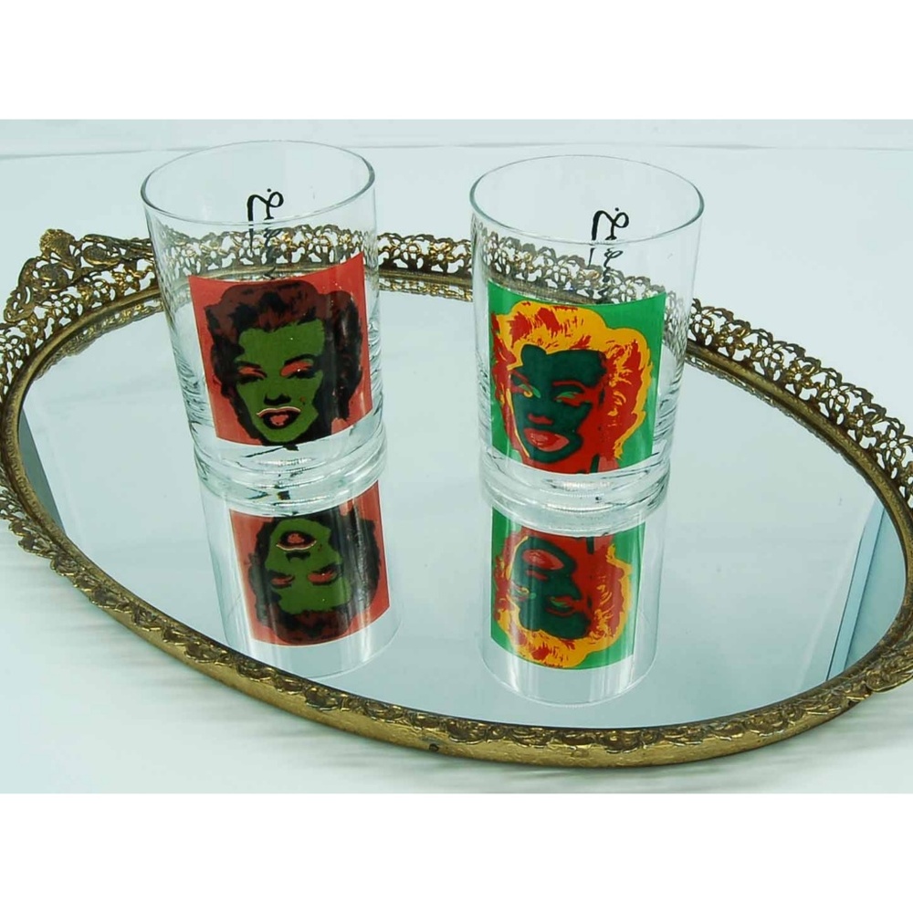 Andy Warhol Marilyn Monroe Lowball Glasses(TRAY NOT  INCLUDED)!